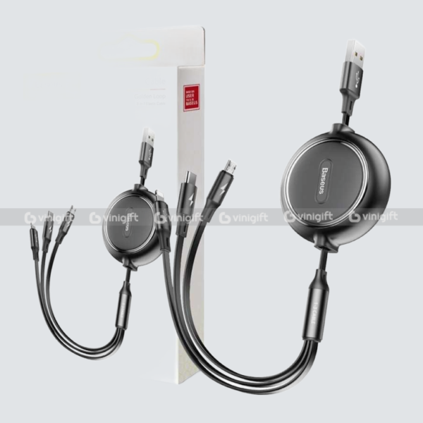 Cáp Sạc Dây Rút 3 Đầu BASEUS LV567-12-BK