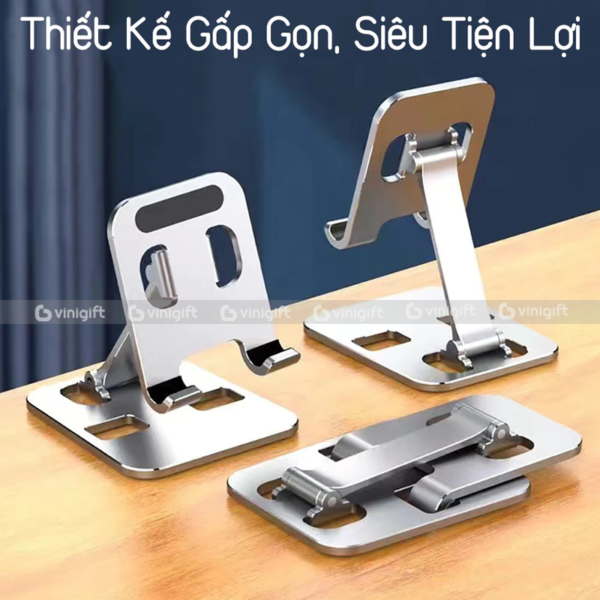 Giá đỡ điện thoại, máy tính bảng in logo công ty xoay 180 độ có thể gấp gọn - Hình ảnh 2